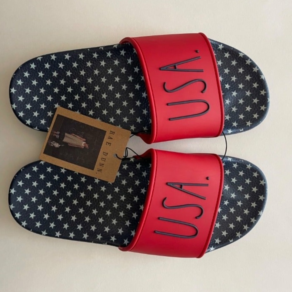 NWT Women’s Rae Dunn USA Slides - Picture 3 of 6